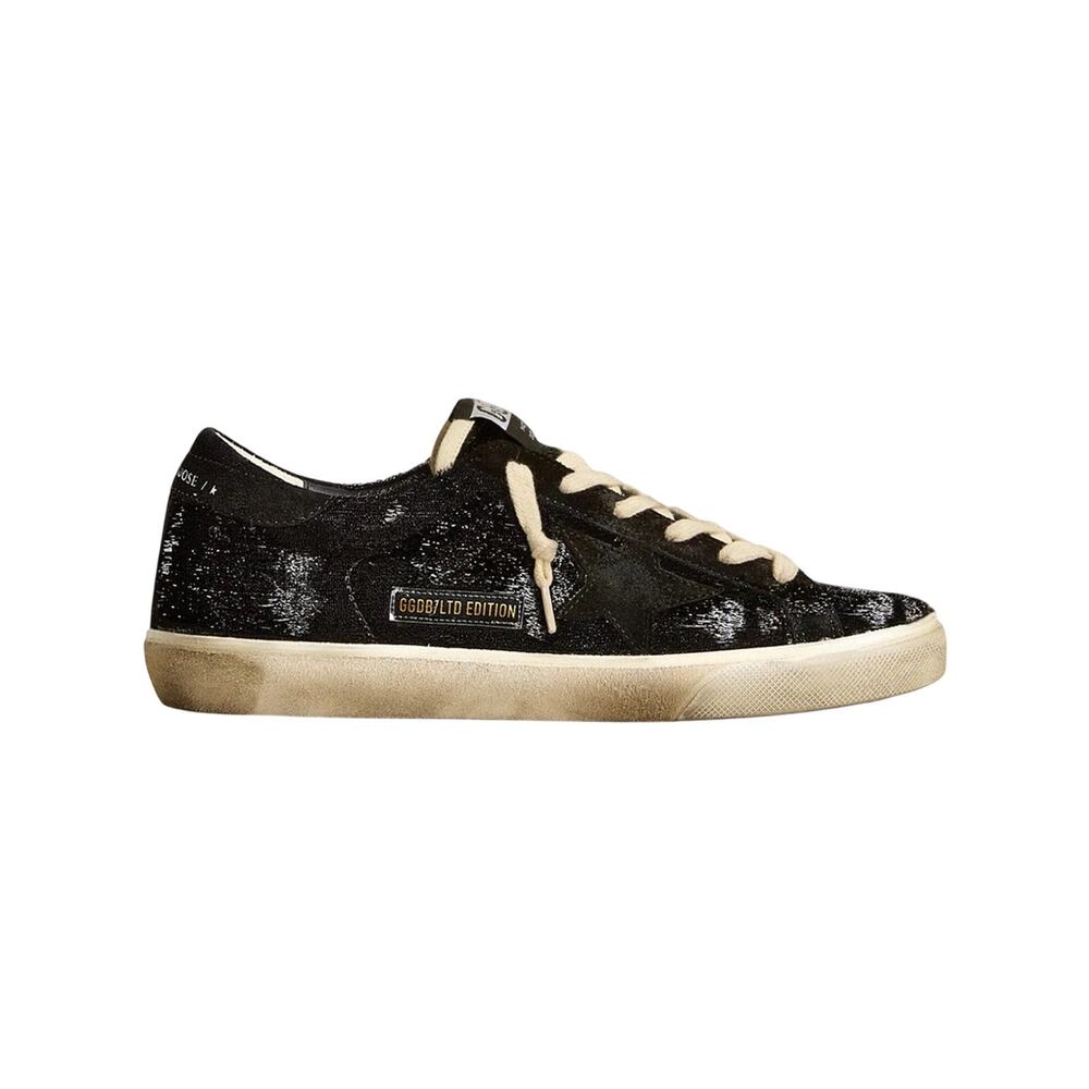 authentic Golden Goose Super Star Sneakers EU 38 US 8 black velvet & suede star